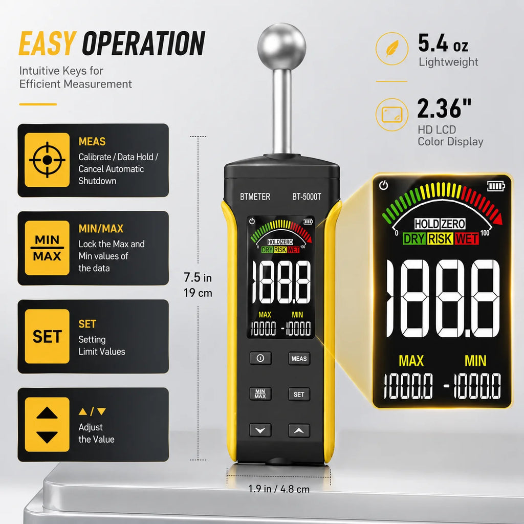 Medidor de Humedad BTMETER Sin Contacto - Madera y Paredes