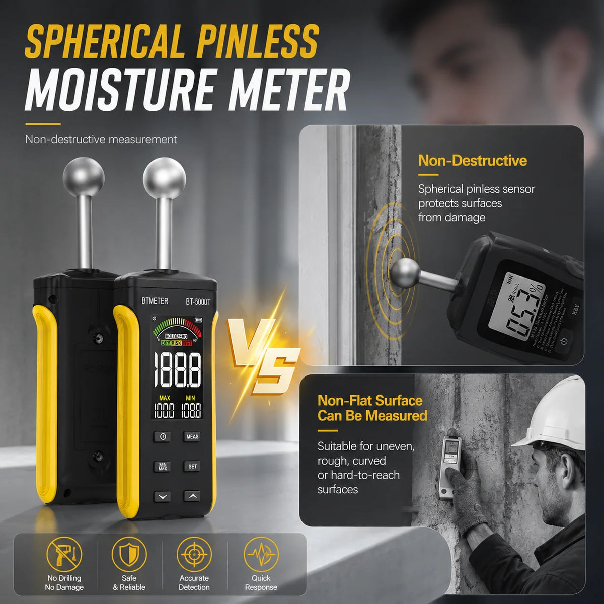 Medidor de Humedad BTMETER Sin Contacto - Madera y Paredes