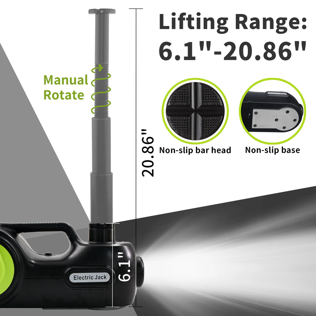 Kit Gato Eléctrico 12V 5 Toneladas 4 en 1 FOVOW – Gato Hidráulico + Llave de Impacto + Compresor + Luz LED