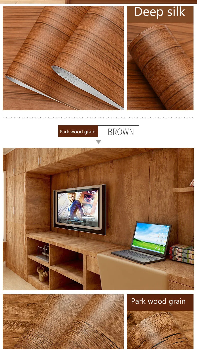Vinilo Adhesivo Efecto Madera para Muebles | PVC Impermeable Autoadhesivo | Renovación Fácil
