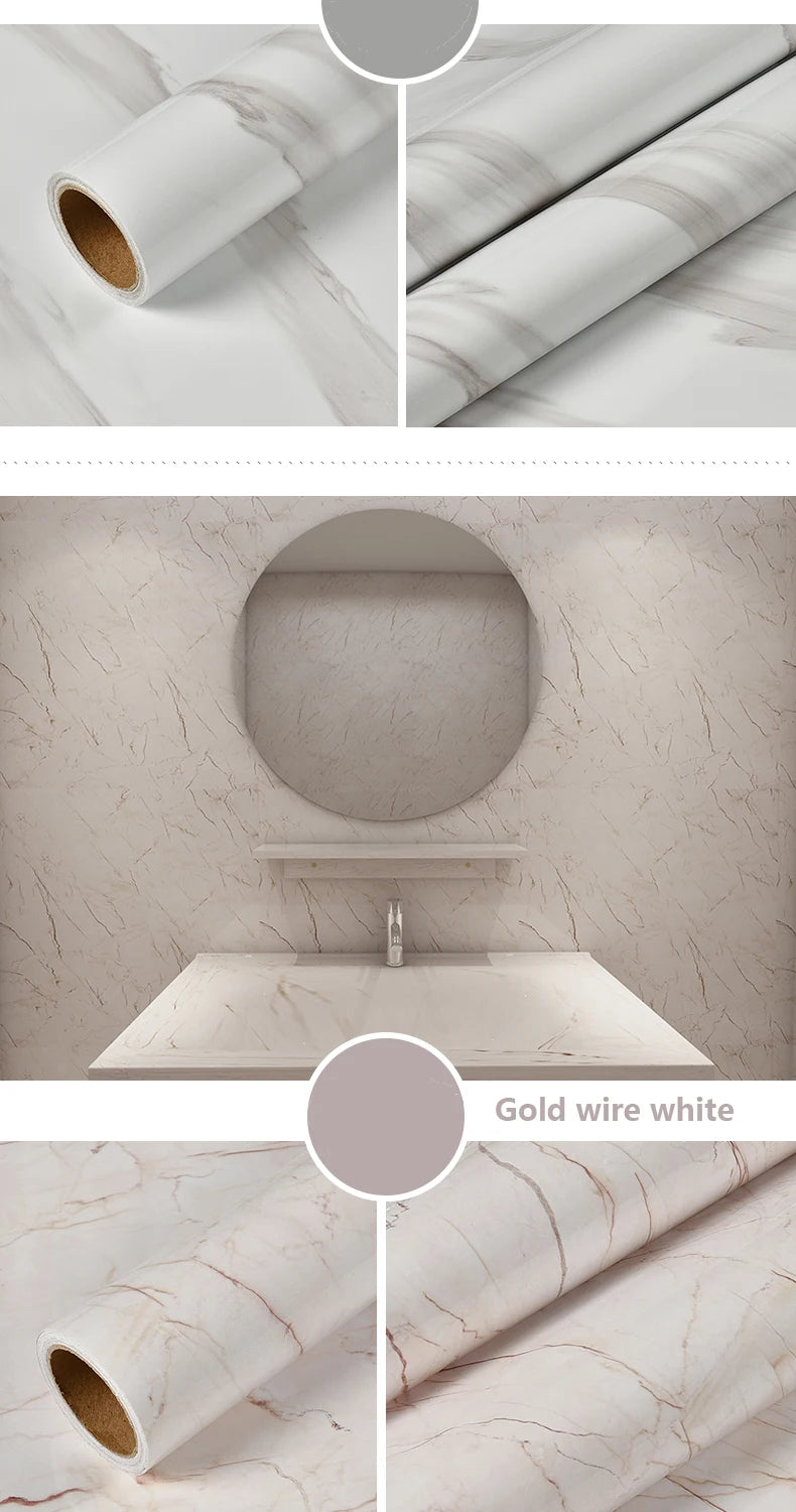 Vinilo Autoadhesivo Efecto Mármol | PVC Impermeable Resistente al Calor | Rollo 60cm | Cocina Baño Encimeras