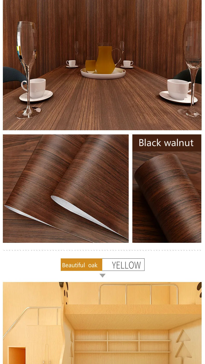 Vinilo Adhesivo Efecto Madera para Muebles | PVC Impermeable Autoadhesivo | Renovación Fácil