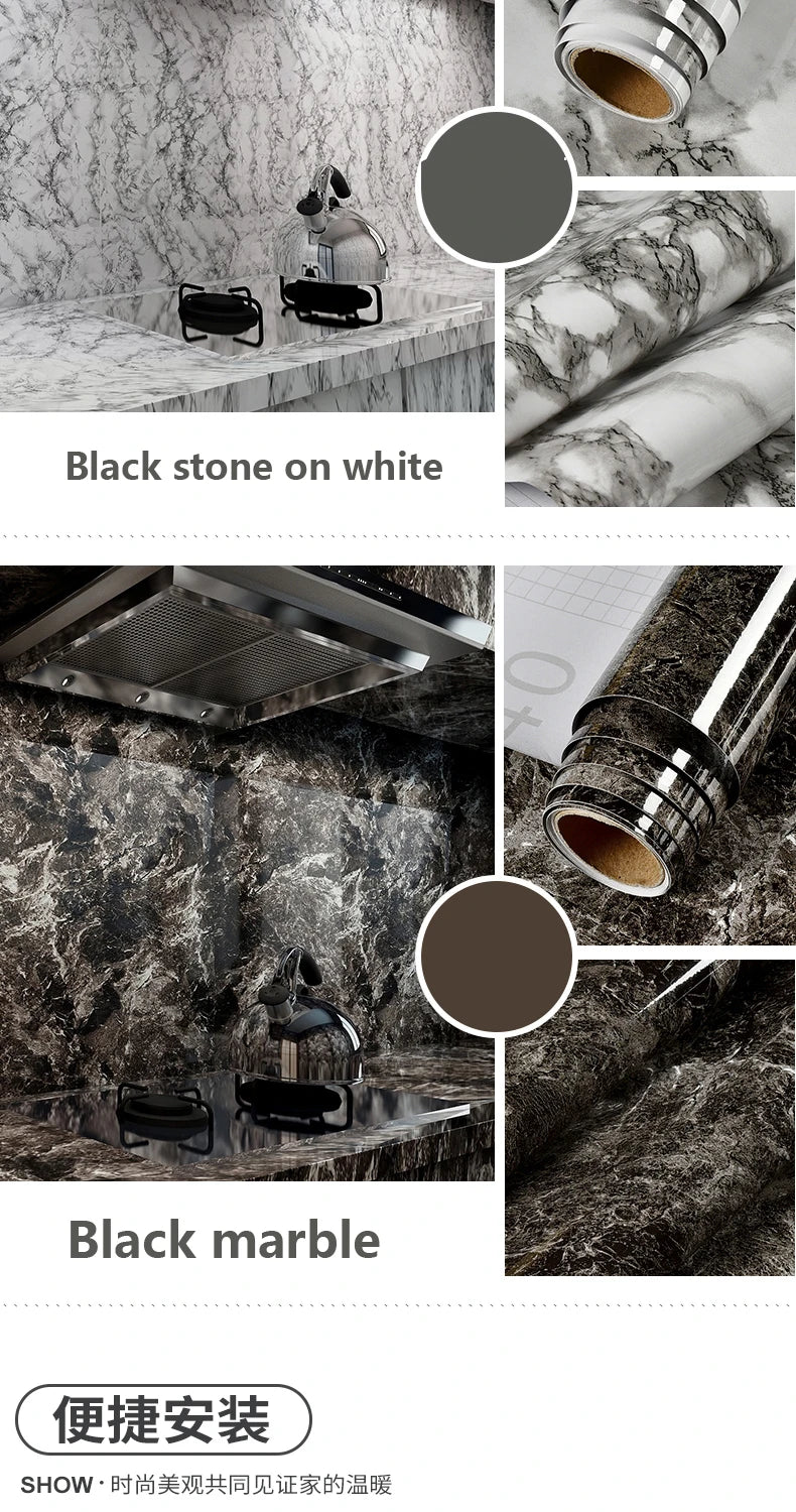 Vinilo Autoadhesivo Efecto Mármol | PVC Impermeable Resistente al Calor | Rollo 60cm | Cocina Baño Encimeras