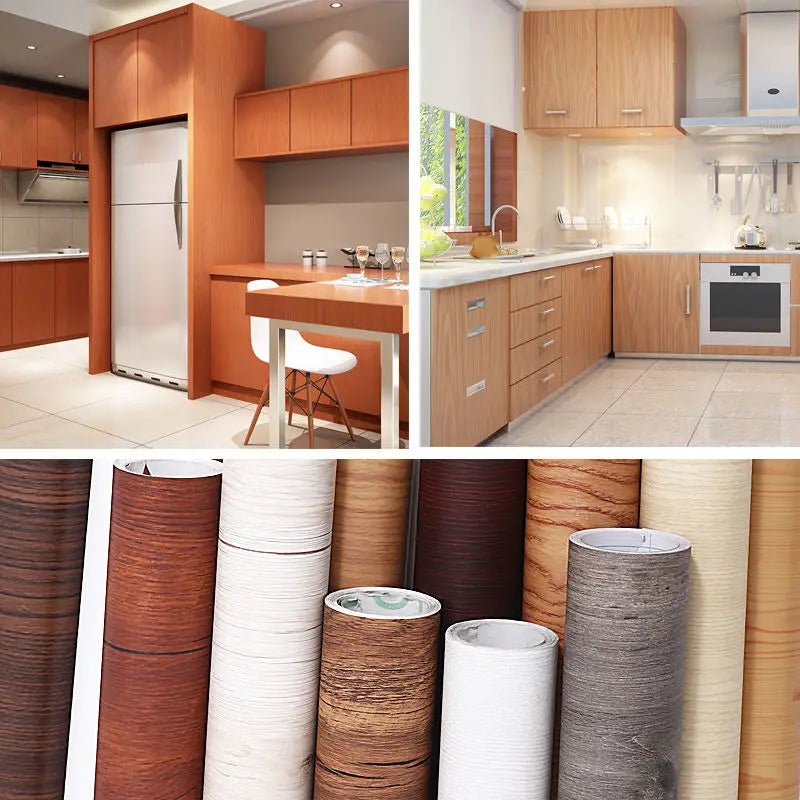 Vinilo Adhesivo Efecto Madera para Muebles | PVC Impermeable Autoadhesivo | Renovación Fácil