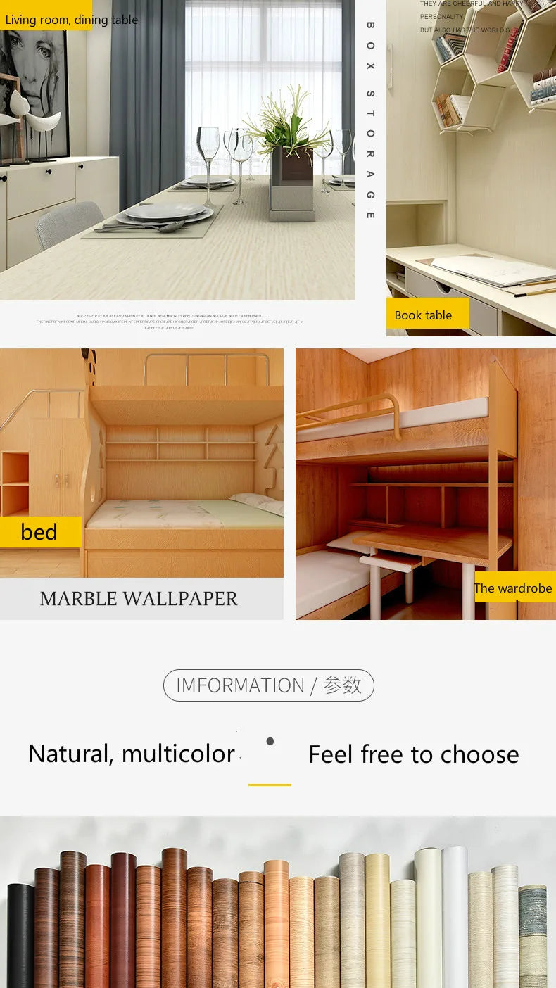 Vinilo Adhesivo Efecto Madera para Muebles | PVC Impermeable Autoadhesivo | Renovación Fácil