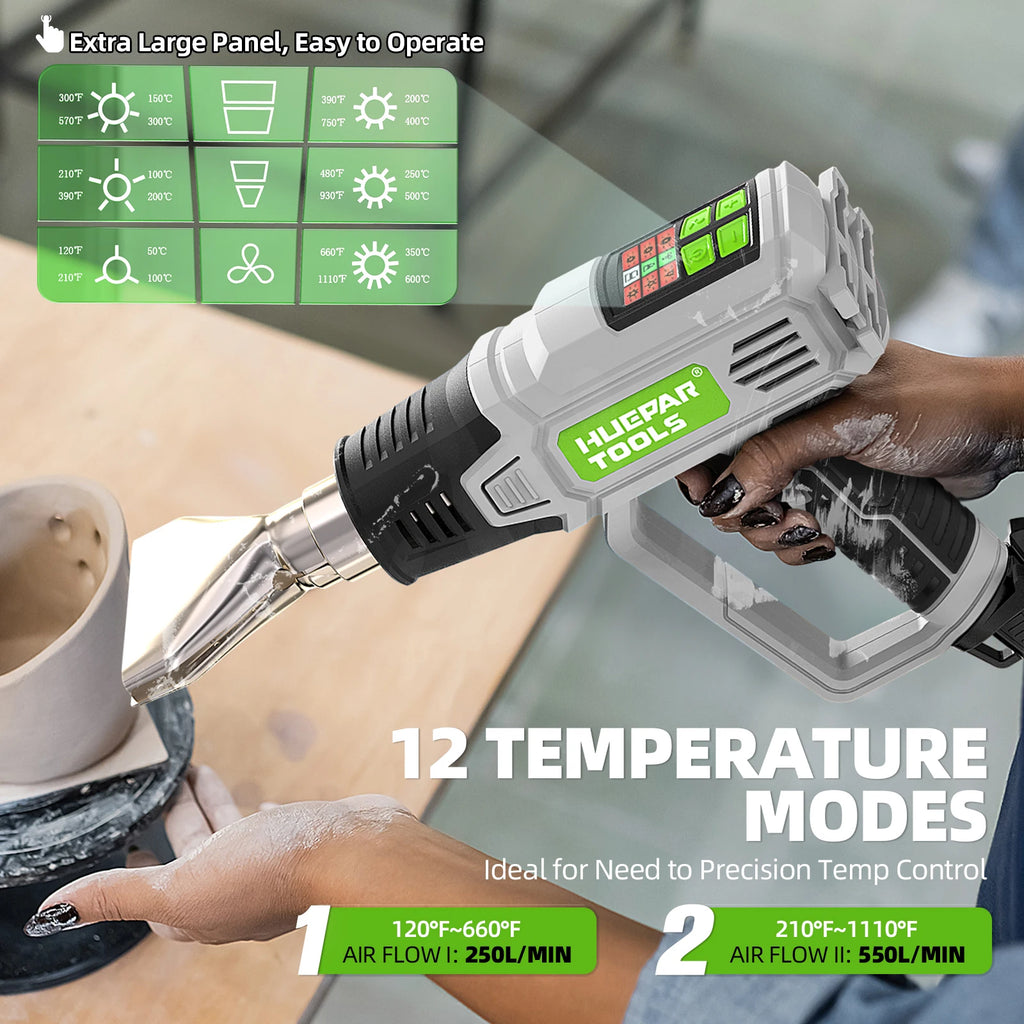 Pistola de Aire Caliente HUEPAR HG03 - 12 Temperaturas LCD