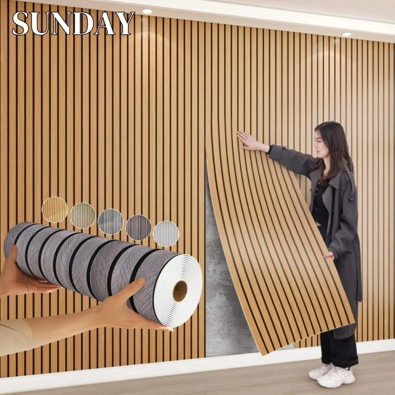 Papel pintado autoadhesivo imitación rejilla de madera