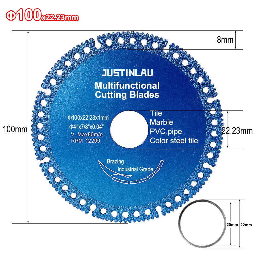 Disco de Corte Multifunción Ultradelgado JUSTINLAU 110/125mm – Diamante para Cerámica, Vidrio y Mármol