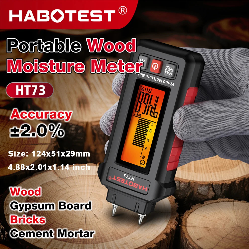 HABOTEST HT73 Digital Moisture Meter - Wood and Building