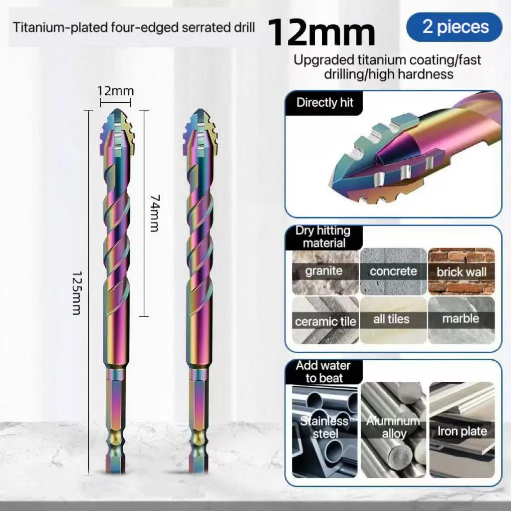 Set de Brocas de Diamante Cuatro Filos para Cristal, Azulejo y Cerámica (3-12mm)