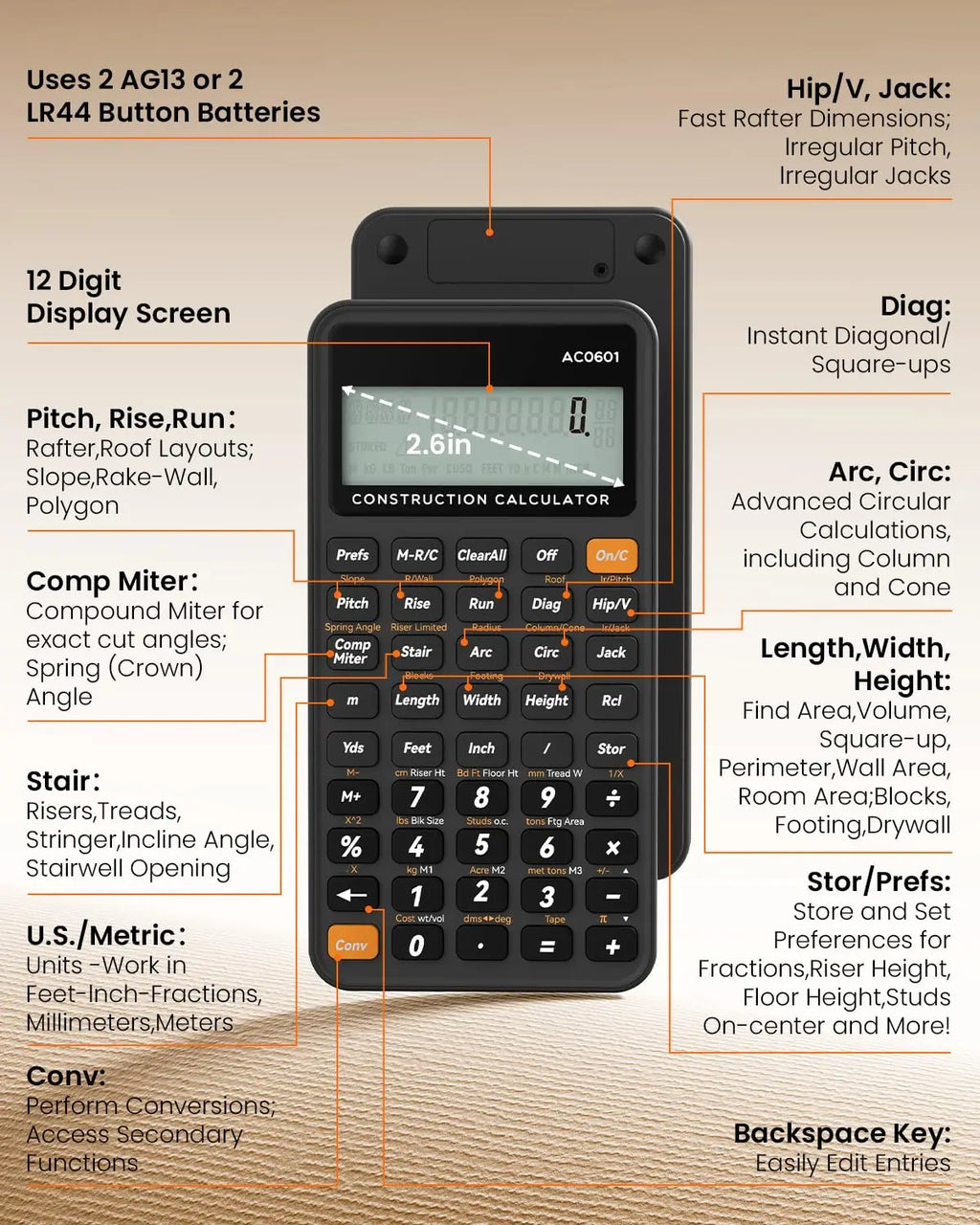 Calculadora de Construcción con Tableta de Escritura