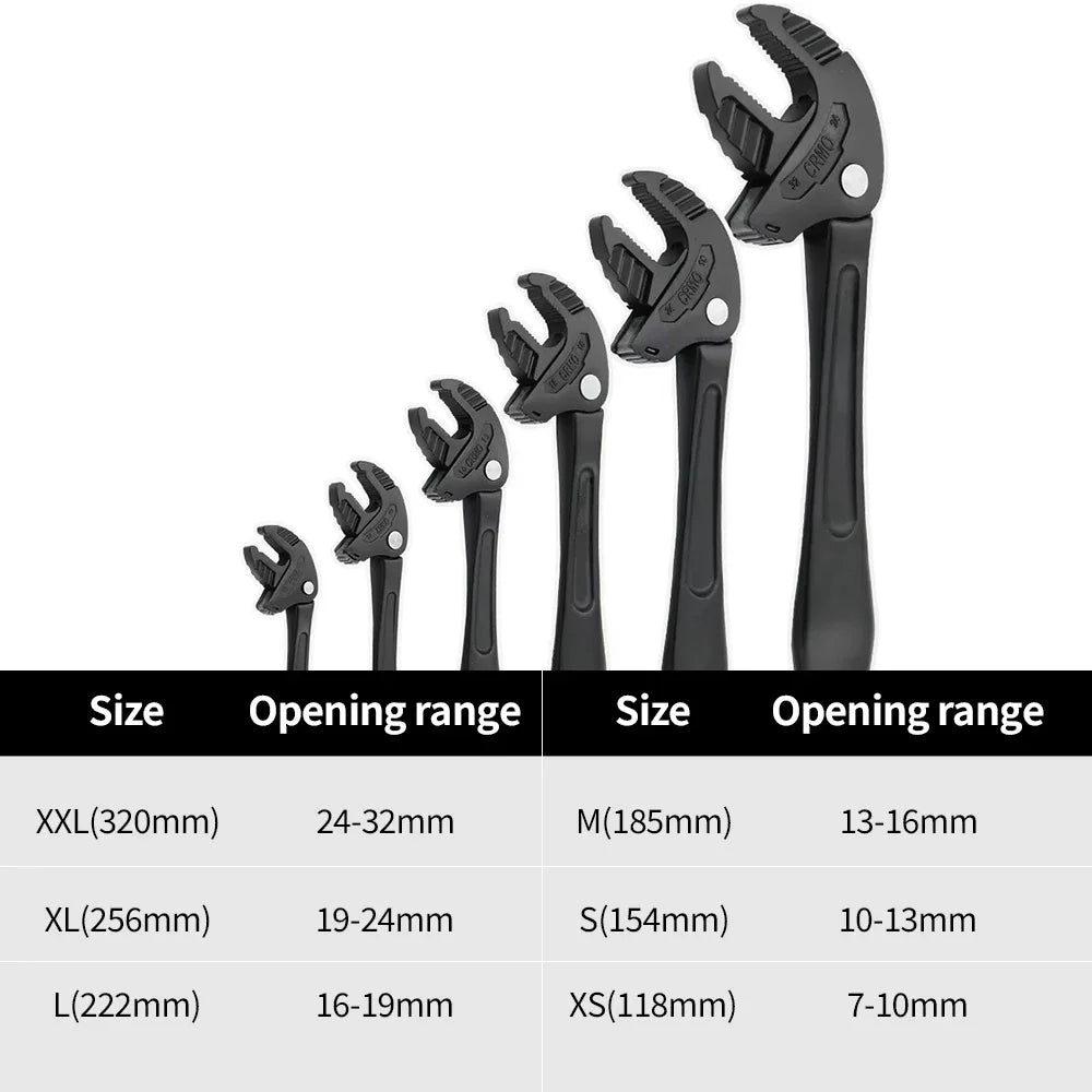 Llave de Trinquete Ajustable de Mandíbula Ancha – Acero Cromo Vanadio para Automoción y Fontanería