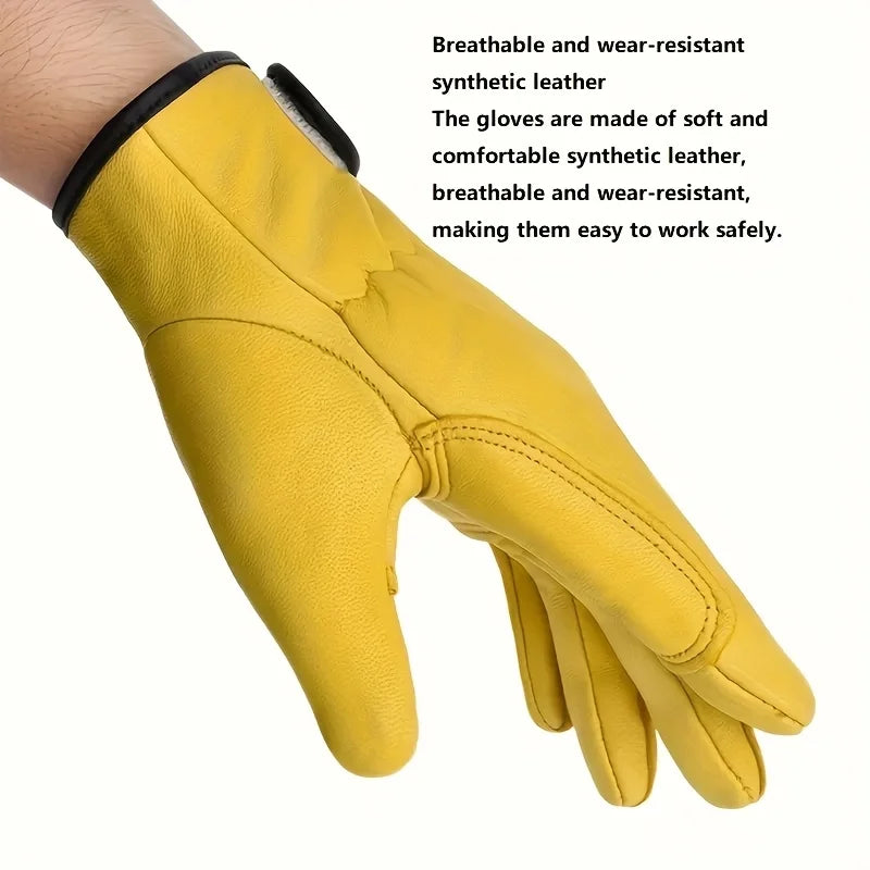 Guantes de Trabajo en Piel PU para Jardinería, Moto y Soldadura