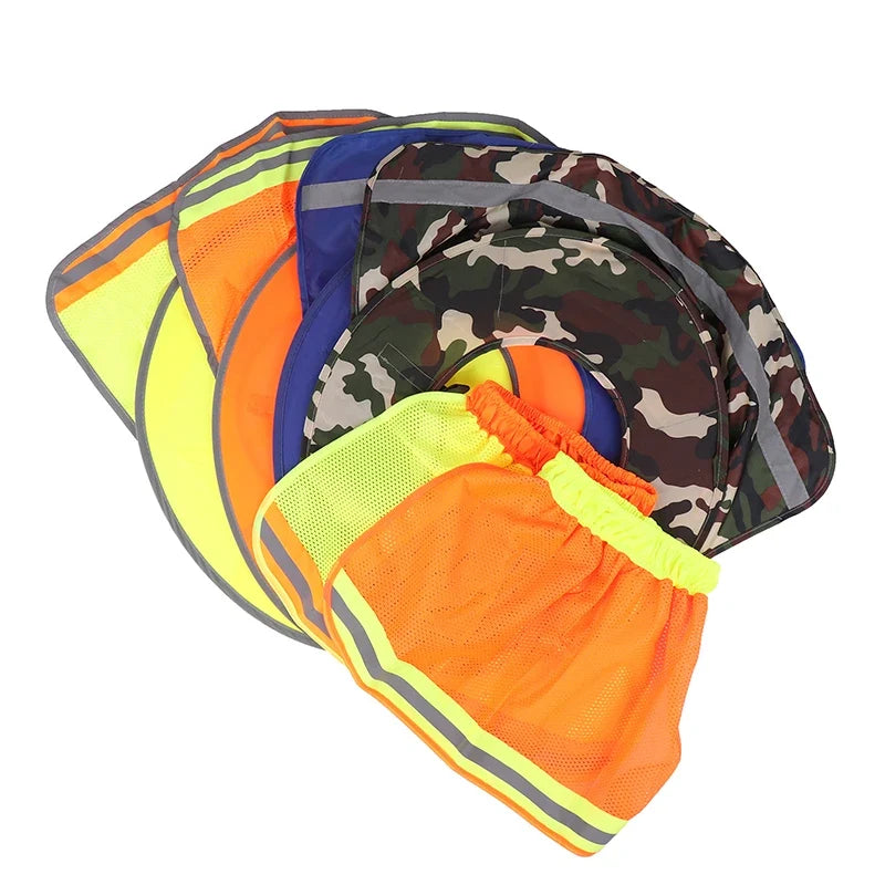 Funda parasol protegiendo del sol en obra