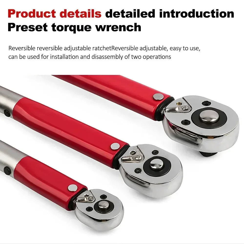 Llave Dinamométrica Bidireccional LIXIU – 5-210 Nm con Cuadros 1/2", 3/8" y 1/4" para Coche, Moto y Bici