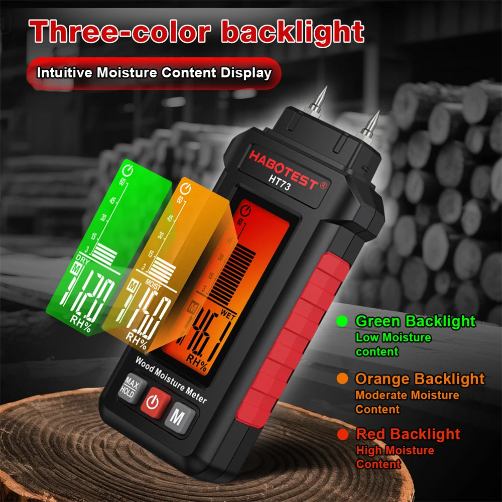 HABOTEST HT73 Digital Moisture Meter - Wood and Building