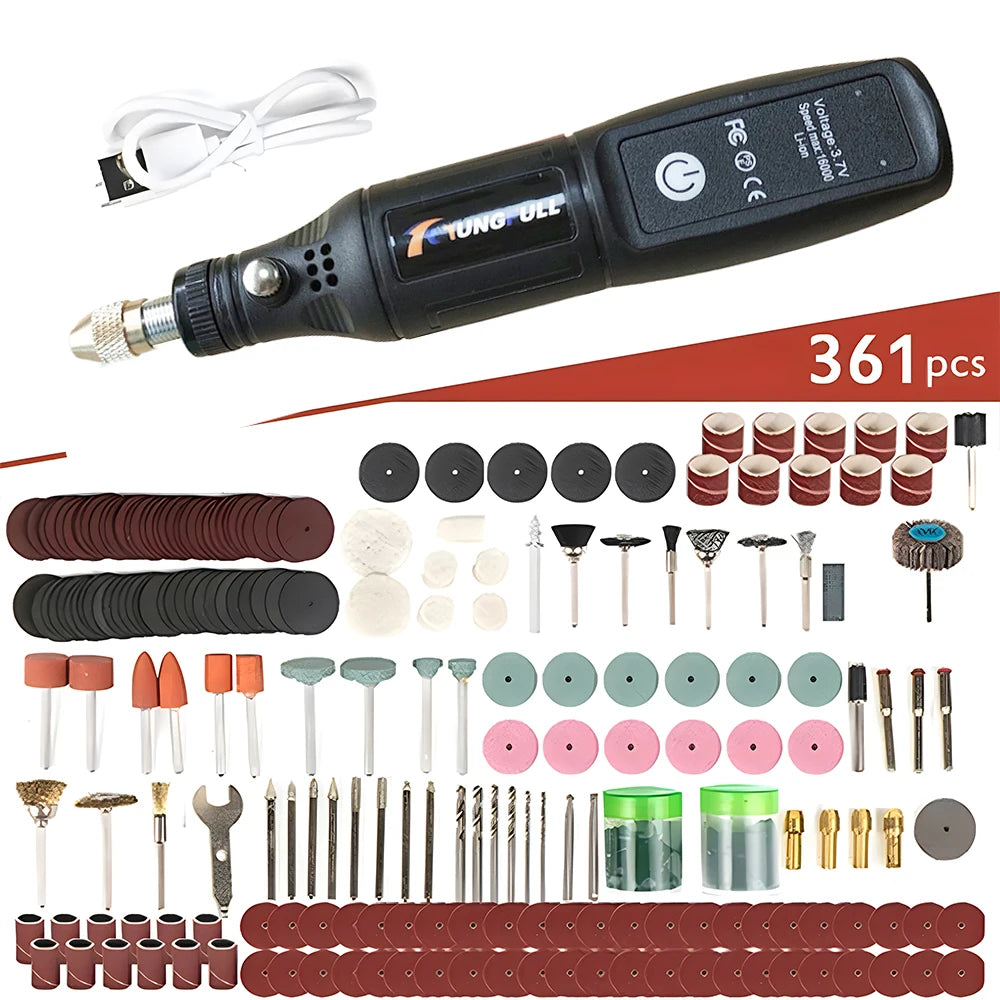 TUNGFULL USB Cordless Rotary Mini Drill – DIY Engraving, Polishing, and Carving