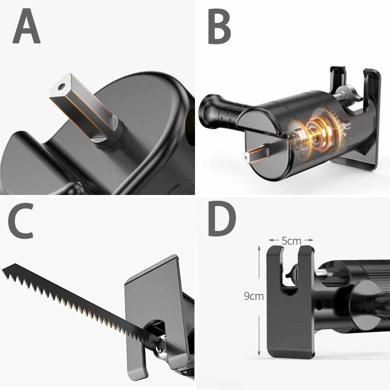 Adaptador Convertidor de Taladro a Sierra de Sable Eléctrica | Multifuncional Corte Madera | Compatible Todos los Taladros