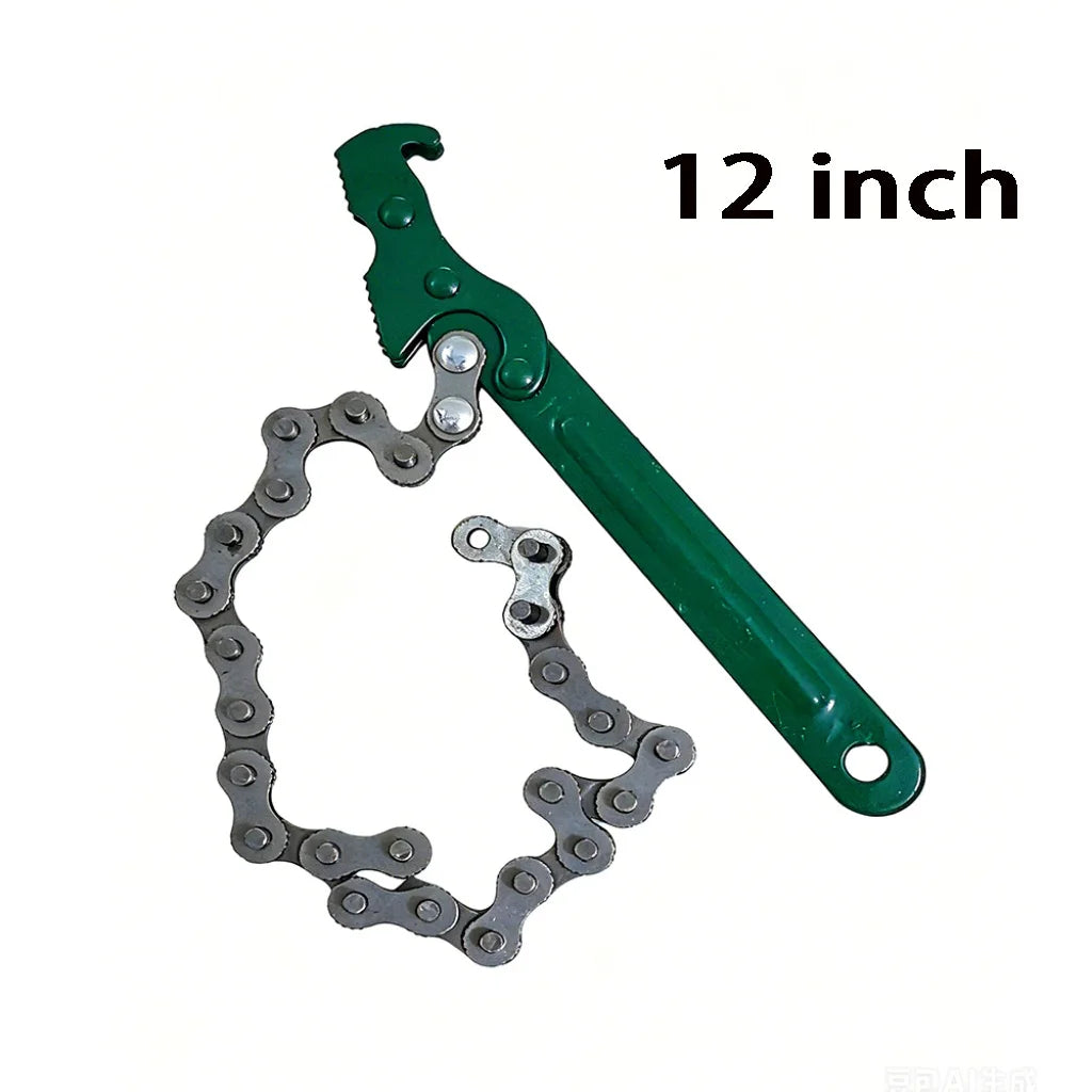 Llave de Cadena de Acero para Filtros de Aceite y Tuberías – Agarre Ajustable con Mango Ergonómico