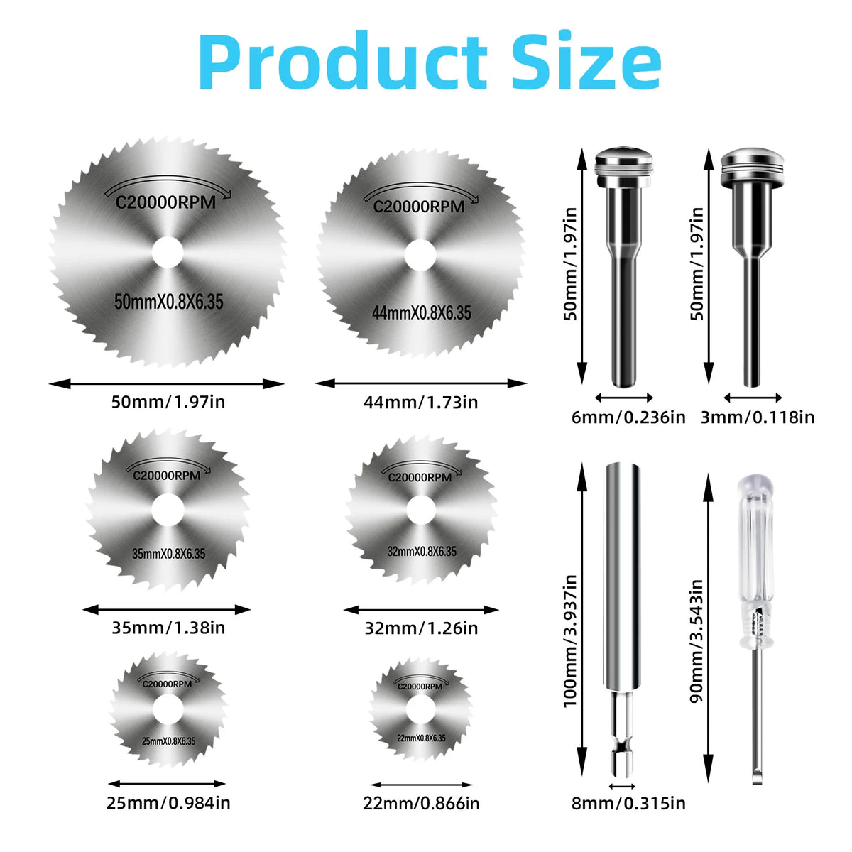 Set 10 Discos de Sierra Circular HSS Vástago 1/4" – Para Metal, Madera y Plástico en Amoladora y Rotativa