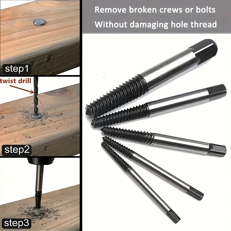 Set Extractor de Tornillos 5/6 Piezas para Metal y Madera