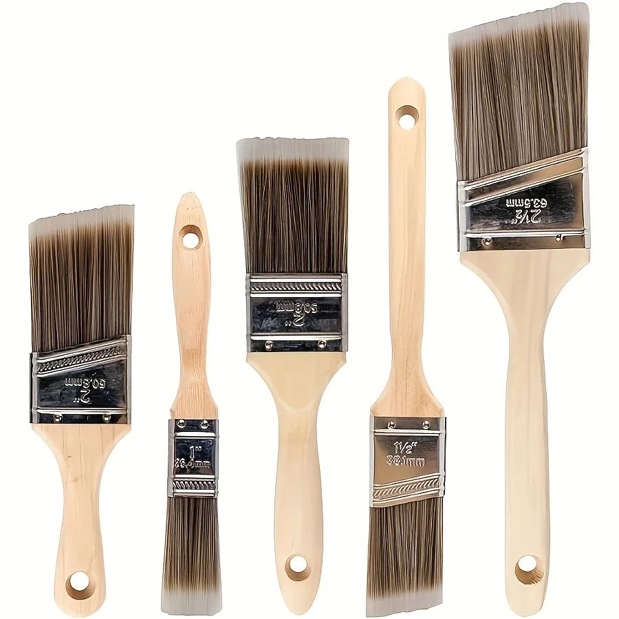 Set de 5 brochas de pintura con mango de madera