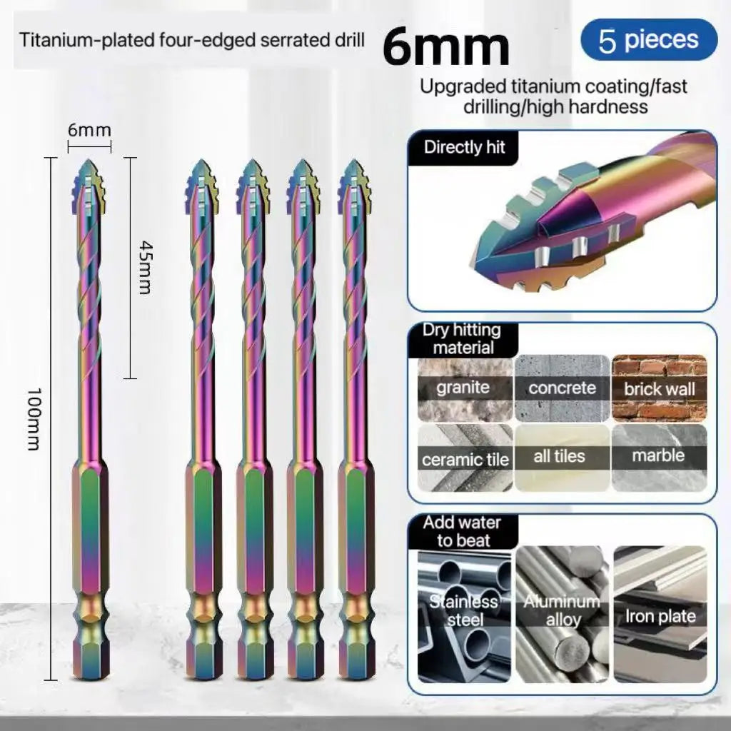 Diamond Drill Bit Set Four Edges for Glass, Tile and Ceramic (3-12mm)
