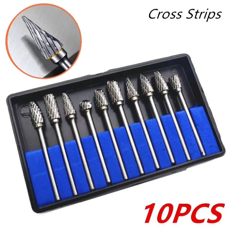 Set de Fresas de Carburo para Dremel - Vástago 1/8" (10 Piezas)