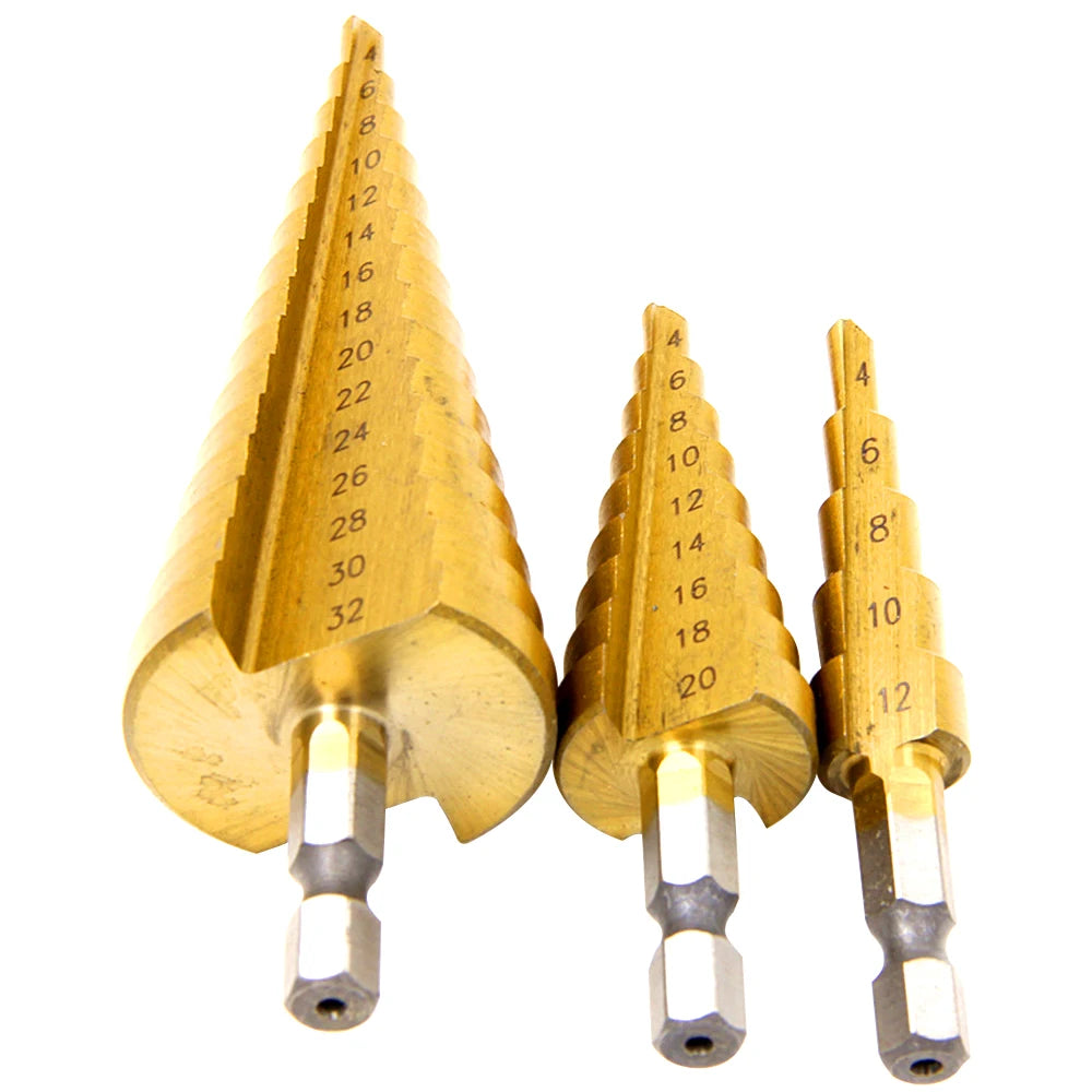 Set de Brocas Escalonadas de Titanio - Vástago Hexagonal (3-32mm)