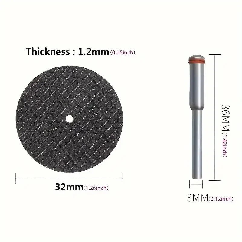 Disco Abrasivo de Corte 32mm con Vástago 3mm – Para Metal, Ladrillo y Cerámica en Herramienta Rotativa