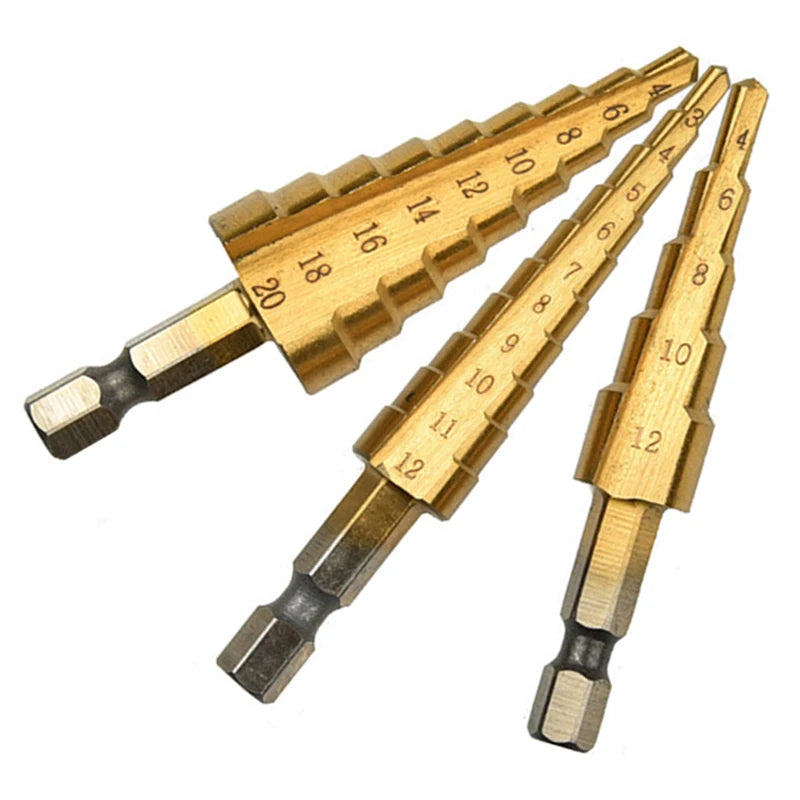 Set de Brocas Escalonadas de Titanio - Vástago Hexagonal (3-32mm)