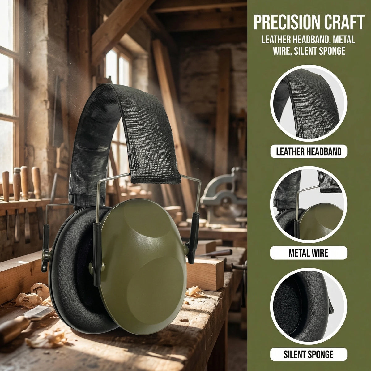 Orejeras Plegables Compactas NRR 24dB para Protección de Ruido en el Trabajo