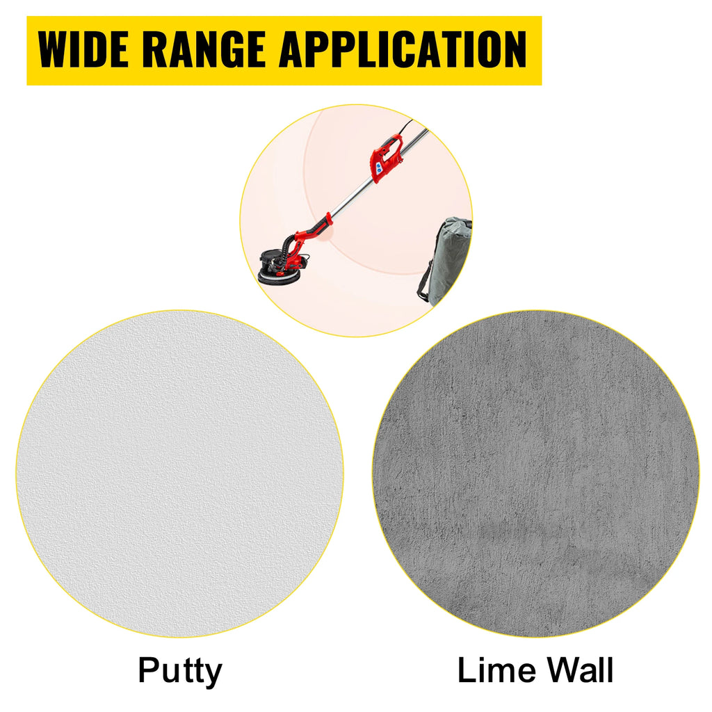 Lijadora Eléctrica de Pared y Techo 850W | Velocidad Variable 800-1750 RPM | Mango Telescópico | Luz LED | Bolsa de Polvo