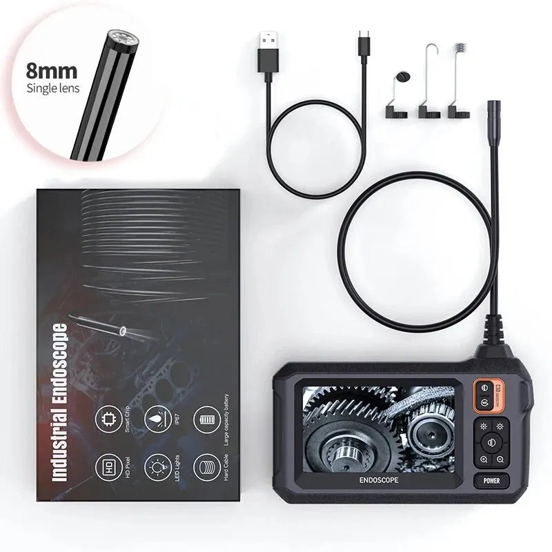 Cámara Endoscópica Industrial 8mm HD 1080P – Pantalla IPS 4,3" – IP67 – 8 LEDs