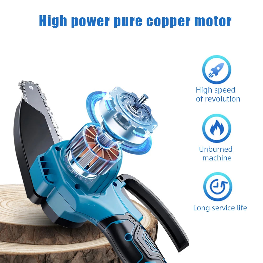 6" Cordless Pruning Chainsaw | Makita 18V Battery Compatible | 1200 RPM | Wood Cutting and Pruning