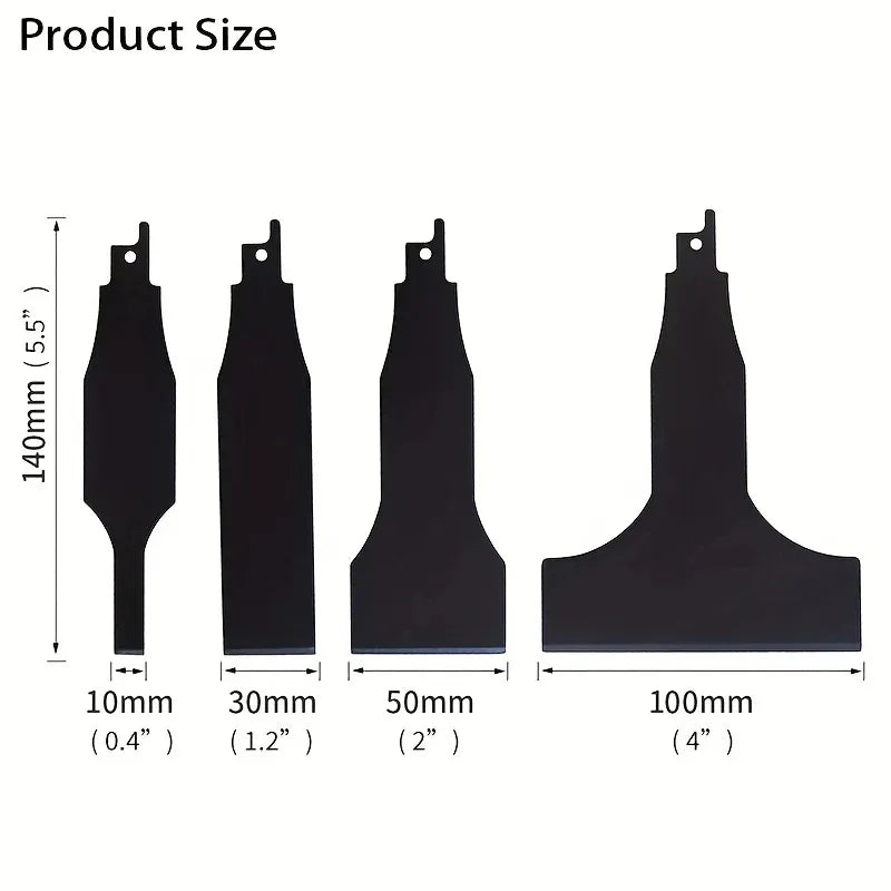 4-Piece Reciprocating Saw Blade Set – Steel for Scraping Tiles, Mortar, and Grout from Walls and Floors
