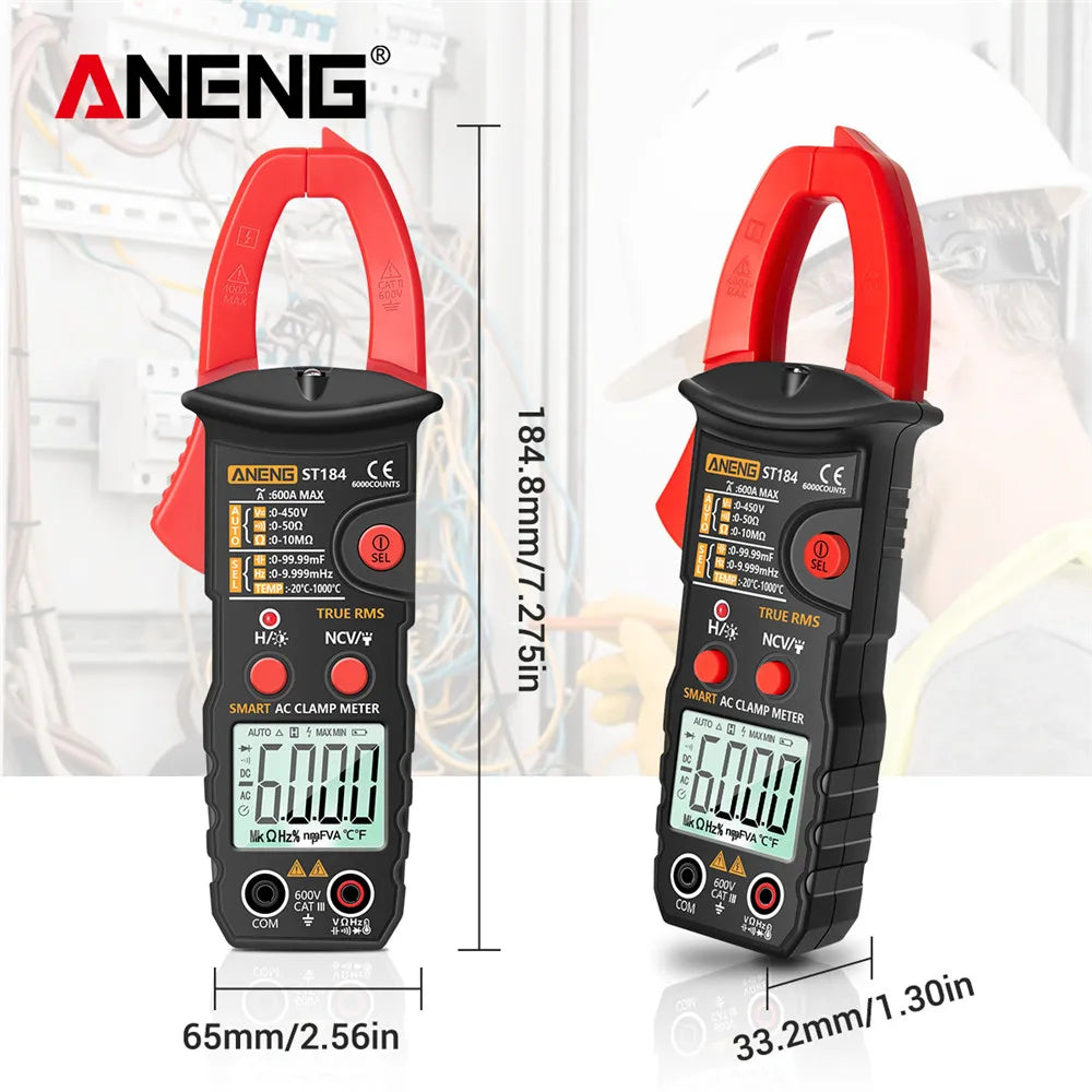 Pinza Amperimétrica Digital ANENG ST184 - True RMS