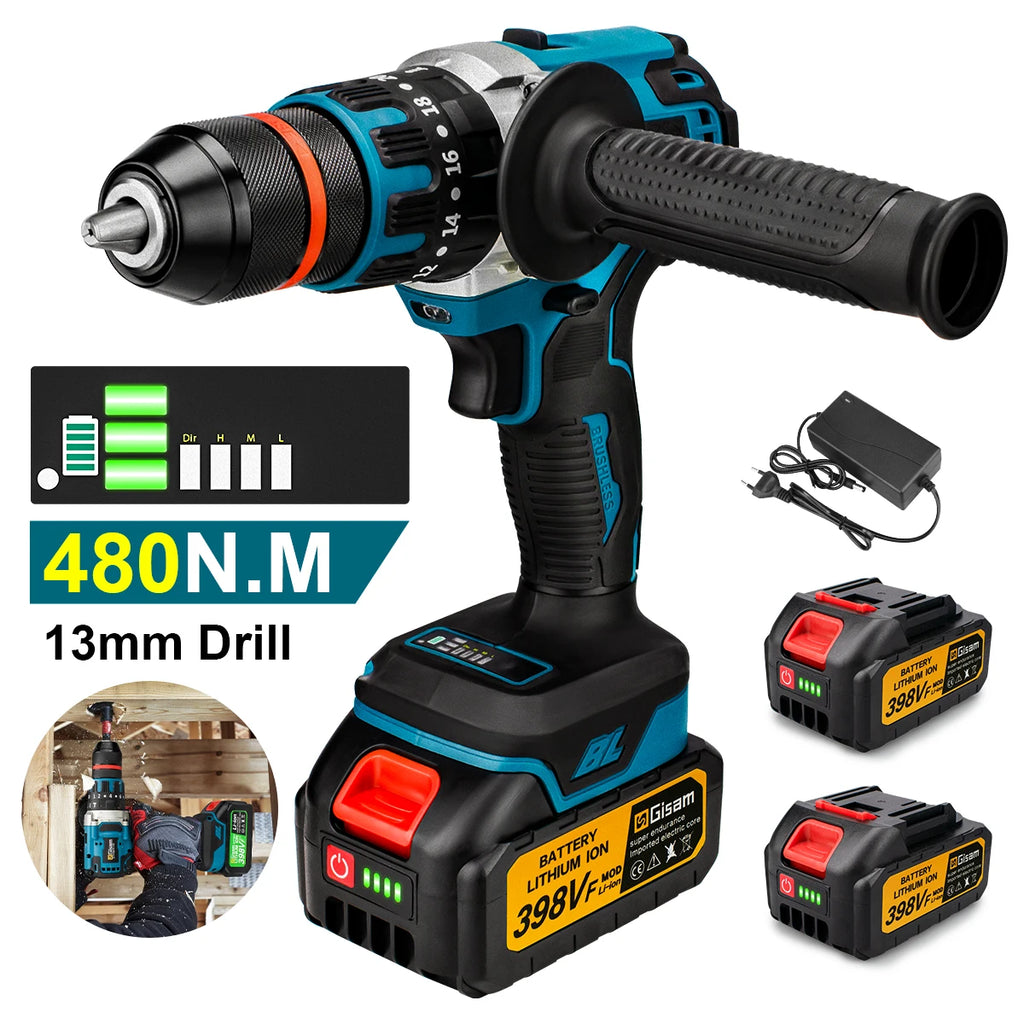Taladro Percutor Inalámbrico Brushless 18V - 480N.M (13mm)