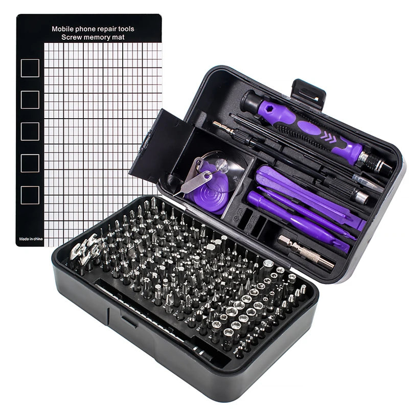 Set Destornilladores Magnético 170 en 1 | 154 Puntas de Precisión | Torx Hex Phillips | Reparación Móvil y Ordenador