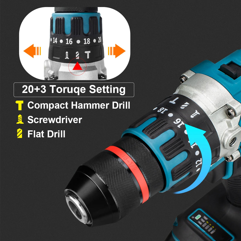 Taladro Percutor Inalámbrico Brushless 18V - 480N.M (13mm)