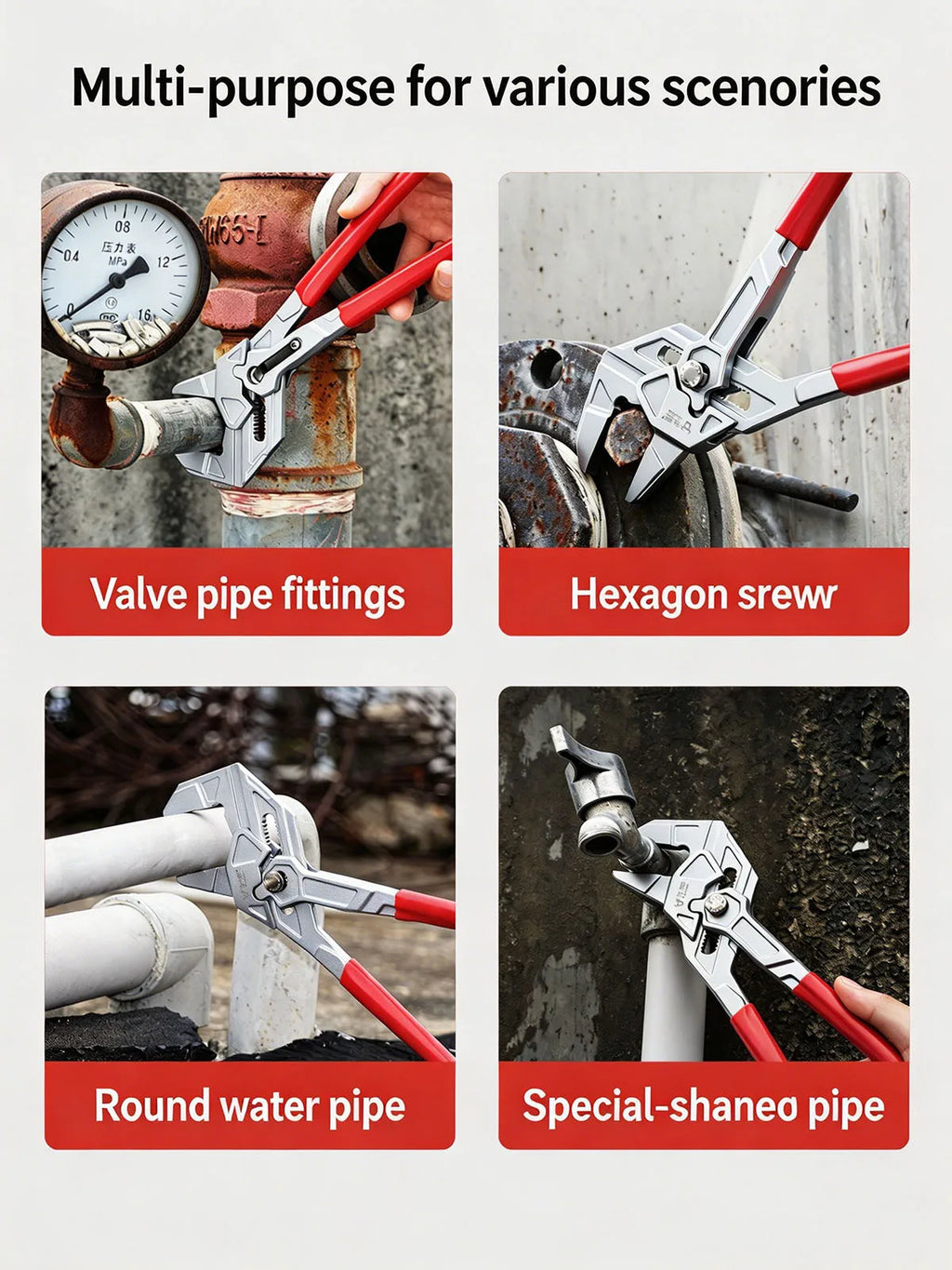 Alicate de Presión Autoajustable para Tubos - Fontanería