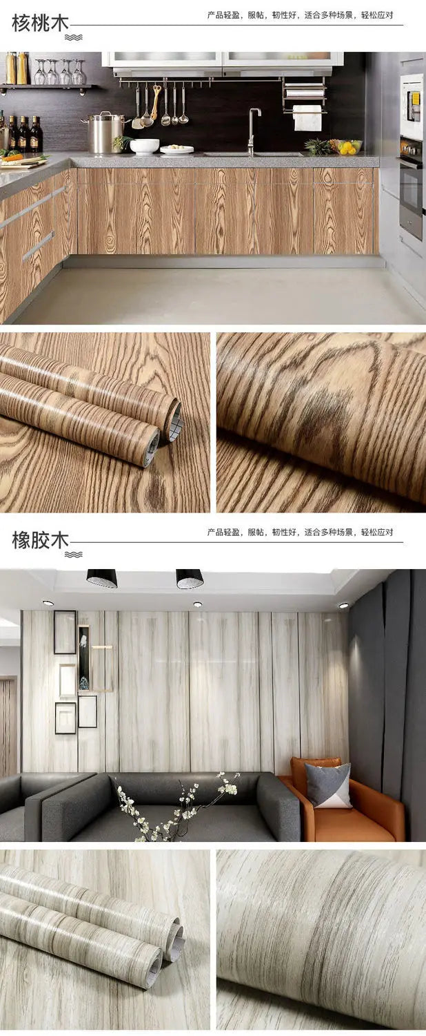 Vinilo Adhesivo Efecto Madera para Muebles | PVC Impermeable Autoadhesivo | Renovación Fácil