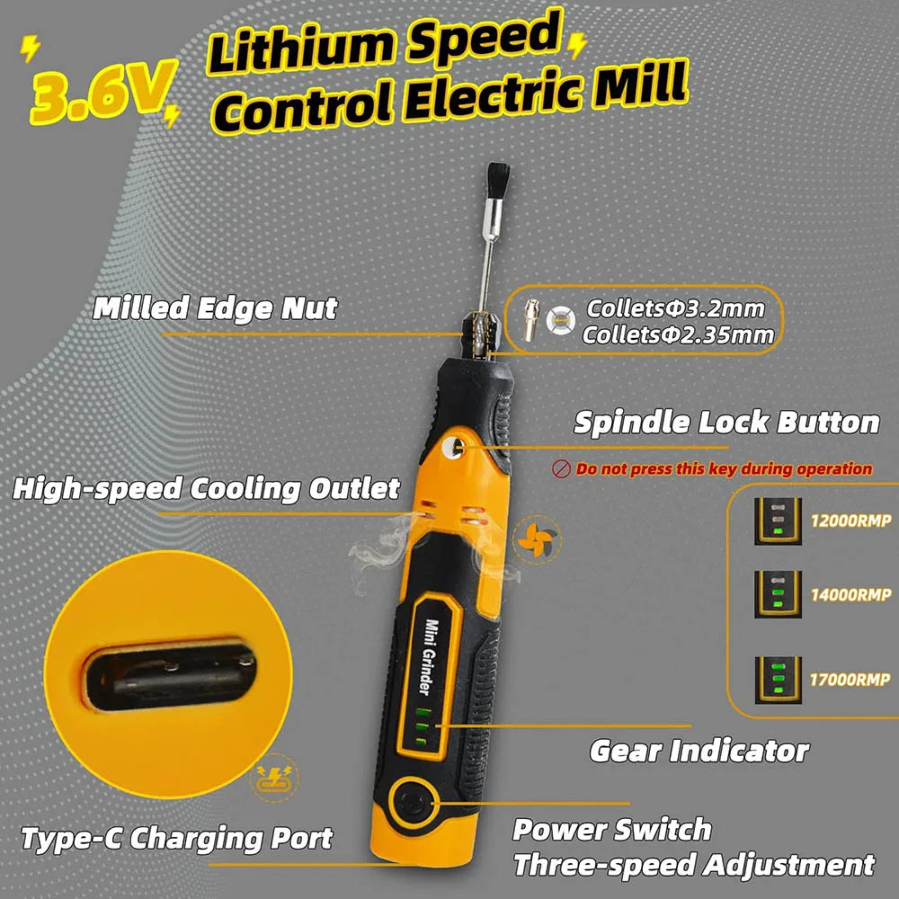 Kit de Lijado y Pulido para Resina 3D Impresa – Mini Rotativa Inalámbrica con 57 Accesorios
