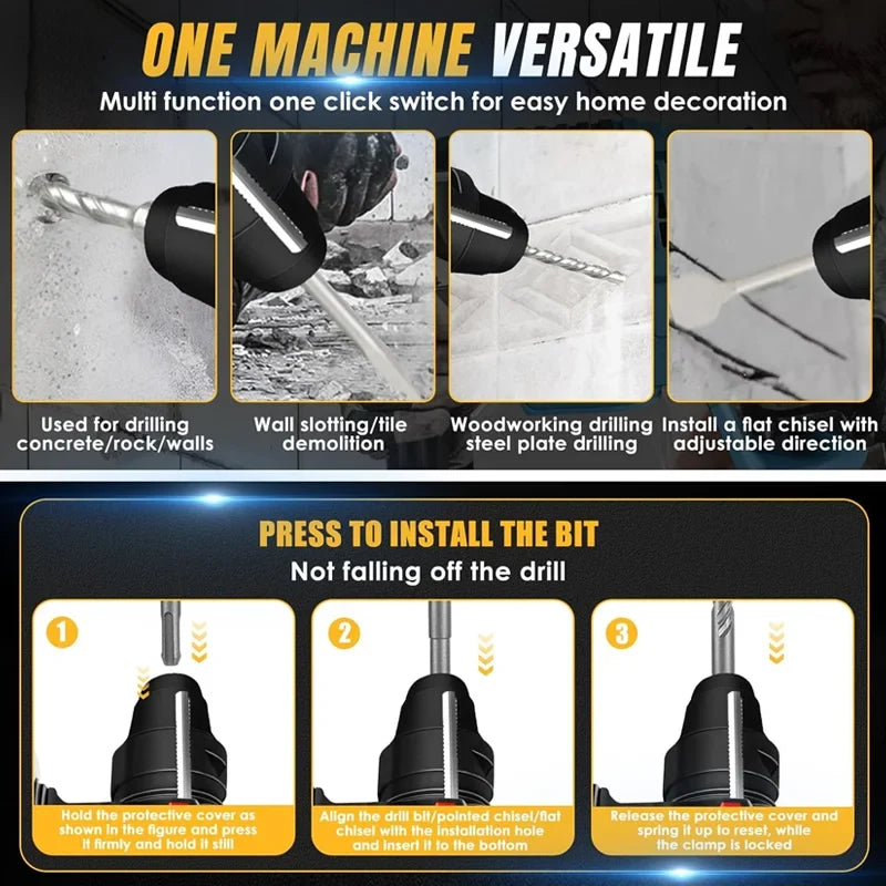 Panel de funciones del martillo rotativo brushless