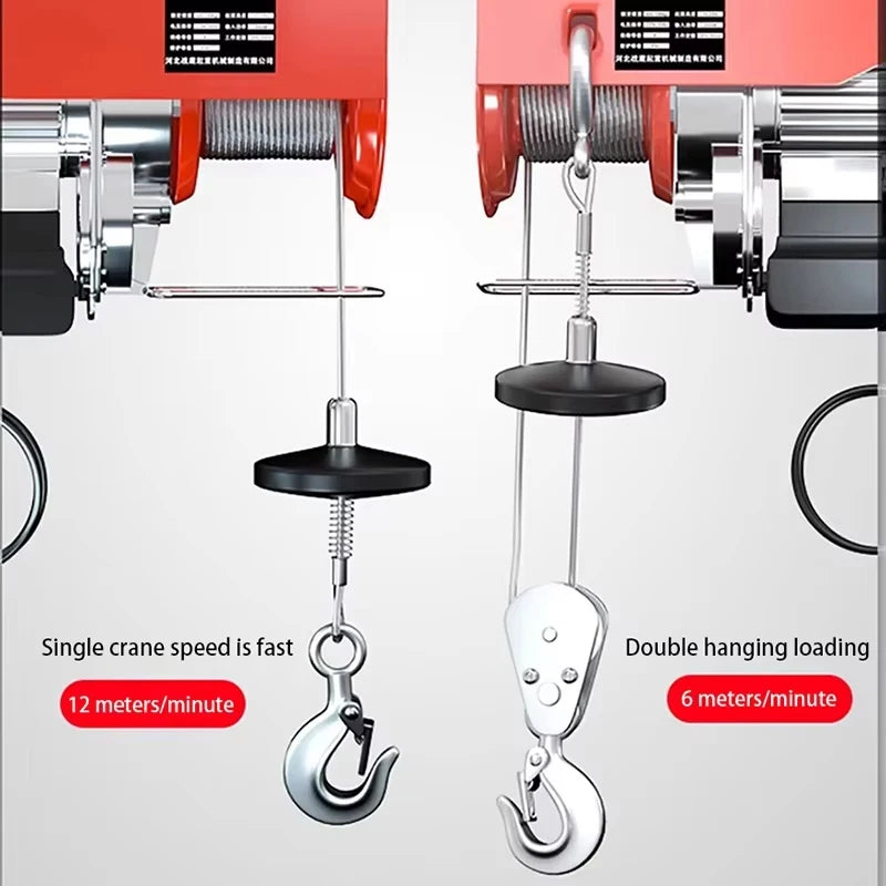 Mini Polipasto Eléctrico 220V con Cable de Acero – Grua Doméstica y de Construcción con Mando