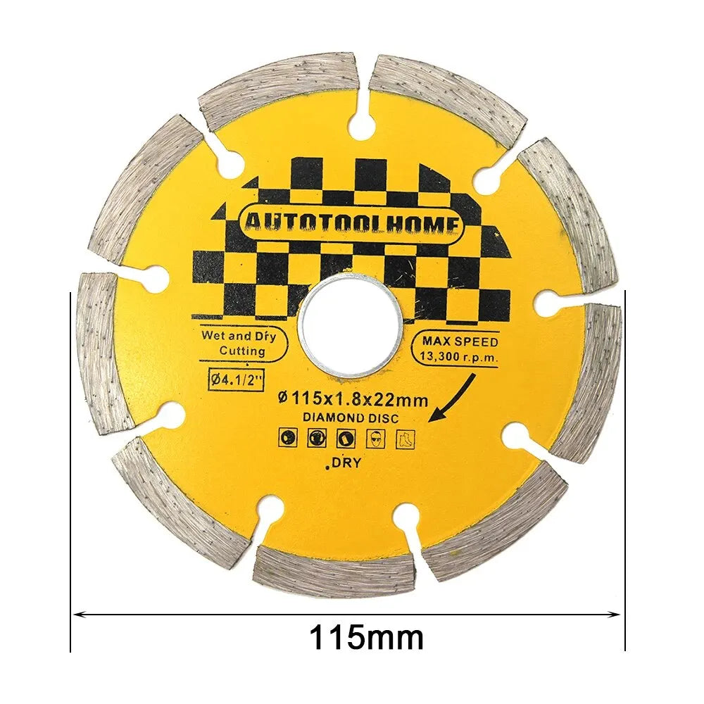 Disco de Diamante Seco 115mm para Corte de Granito, Mármol, Hormigón y Cerámica – Sierra Circular