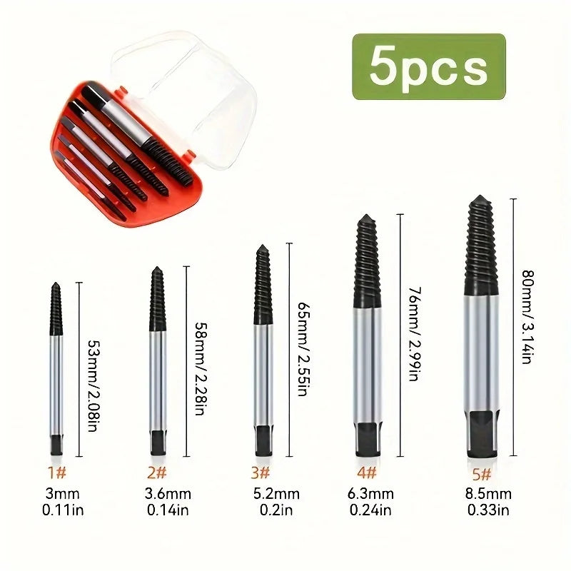 Set Extractor de Tornillos 5/6 Piezas para Metal y Madera