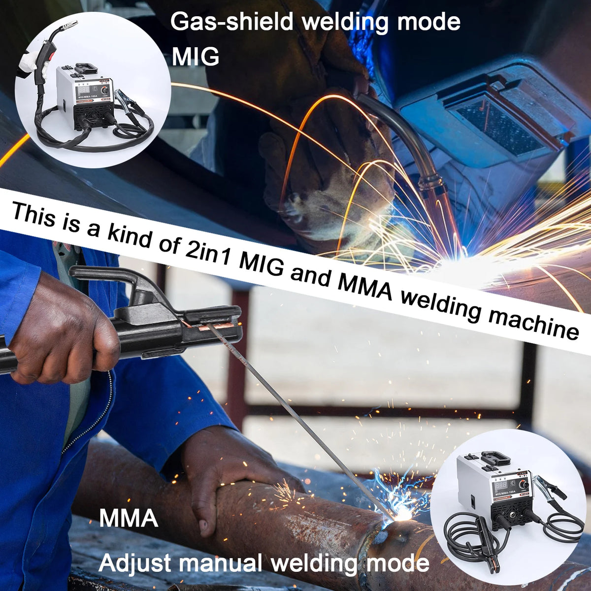 Inverter MIG/MMA 2-in-1 Gasless Welder - 120A
