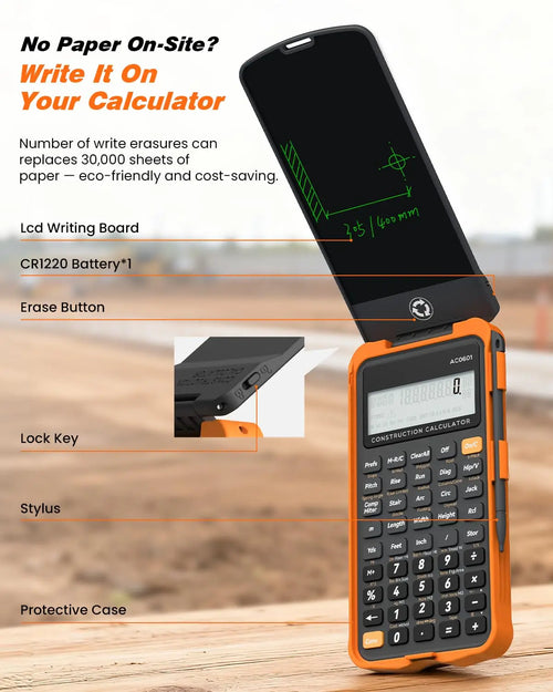 Construction Calculator with Writing Tablet