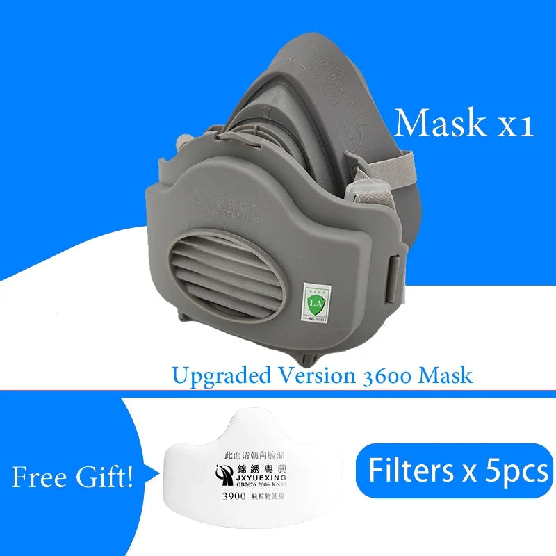 Mascarilla antipolvo en uso en obra de construcción